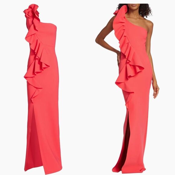 Chiara Boni La Petite Robe Pervinca Asymmetric Ruffled Maxi Dress 8 - Picture 2 of 10
